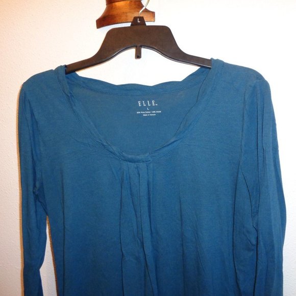 ELLE Pleated Front Long Sleeve Top Size Large - Picture 2 of 9